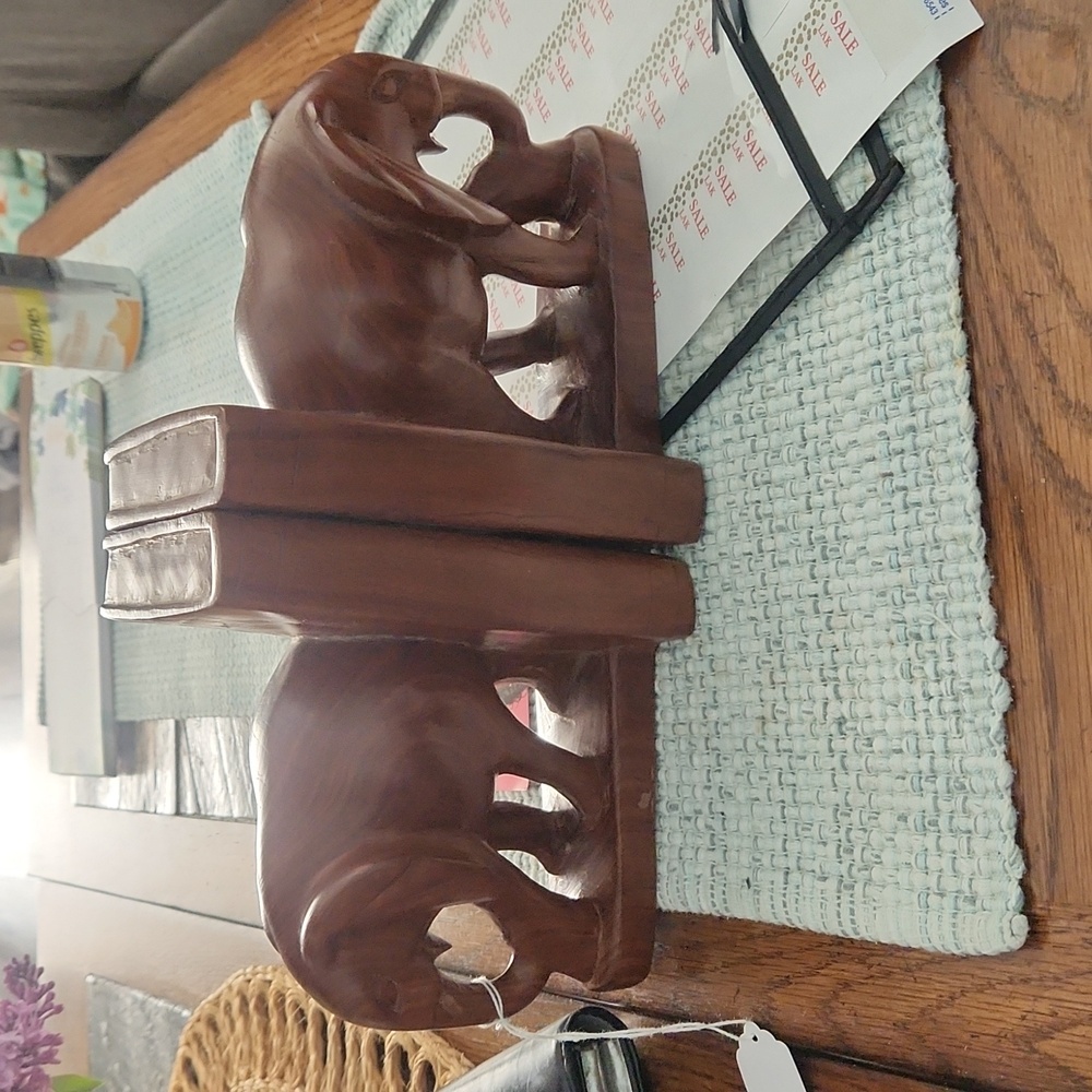 Wood elephant bookends